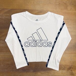 Adidas White Crop Top with Black Logo